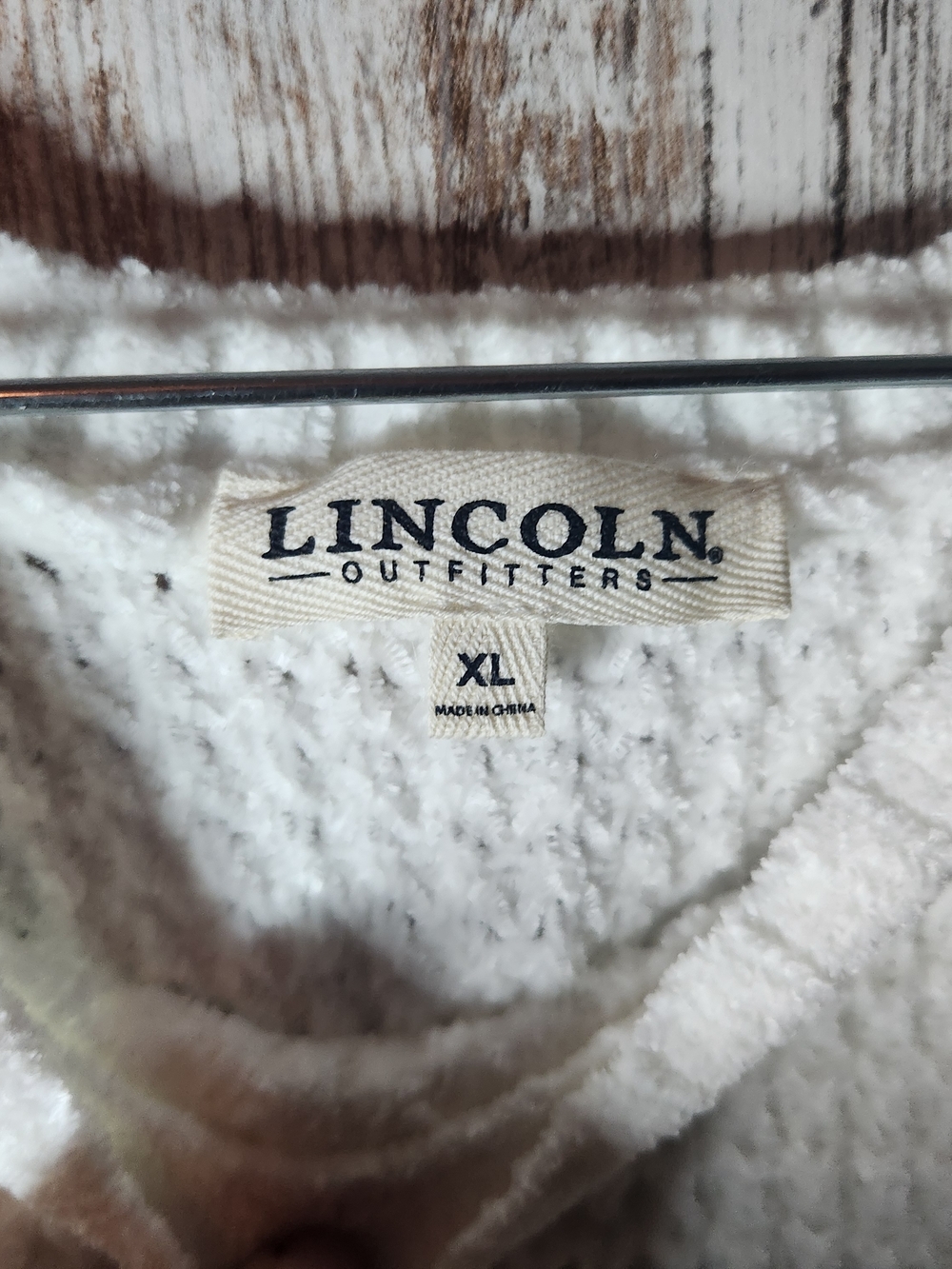 Relaxed White Waffle-Knit Crewneck Sweater Size XL - Picture 4 of 5